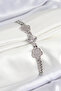 Brass Zircon Stone Clover Model Silver Color Women's Bracelet