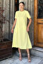 Yellow Crew Neck Pocket Detailed Short Sleeve Dress - 2