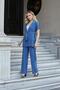 Women's Silky Modal Fabric High Waist Elastic Waist Epaulettes Side Pockets Wide Leg Palazzo Pants-Indig