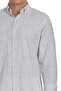 Gray Comfort Fit Striped Button Collar Cotton-Linen Long Sleeve Shirt - 4