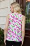 Women's Lycra Shiny Fabric Empirme Degaje Collar Sleeveless Body Blouse-Magenta with Points - 7