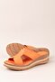 Women's Genuine Leather Stylish Daily Comfortable Slippers Ez.2565 Orange - 5