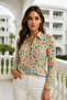Women's Patterned Slim Fit Hidden Button Detailed Colorful Trend Shirt - 2