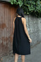 Women's Halter Neck Sleeveless Pocket Linen Woven Short Dress Black - 8