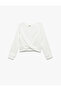 Long Sleeve Crew Neck Crop Blouse
