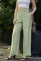Women's Silky Modal Fabric High Waist Elastic Waist Epaulets Side Pockets Wide Leg Palazzo Pants-Fat Y - 2