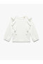 Crew Neck Ruffle Detail Long Sleeve Blouse