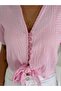 Button Detailed Tie-Up Short Sleeve Shirt - 3