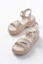 24414-1005 Beige Daily Cross Wedge Heel Women's Sandals - 3
