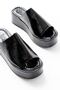 861-1011 Black Broken Glass Wide Banded Wedge Women's Slippers - 4