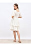 Schiffli Trim Layered Knee-Length Dress - 5