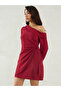 Maroon Solid One Shoulder Wrap Look A-Line Mini Dress - 3