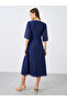 V Neck Midi Dress with Zip Closure - 5