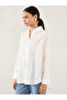 White Embroidered Cotton Longline Shirt - 3