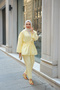 Women's Front Tie Stone Detail Double Suit Yellow