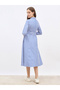 Striped Collared Long Sleeve Midi Dress - 5