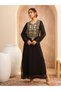 Women Black Embellished Round Neck Abaya Dress