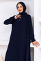 Medina Silk Mevlana Ferace Navy Blue - 6