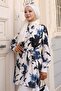 Patterned Hijab Shirt Navy Blue 701