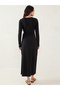 Black Solid Knit Sheath Maxi Dress with Knot Detail - 2