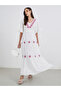 Embroidered Bell Sleeves Tiered Maxi Dress