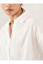 White Embroidered Cotton Longline Shirt - 4