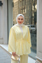 Women's Front Tie Stone Detail Double Suit Yellow - 5