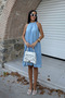 Women's Halter Neck Sleeveless Pocketed Linen Woven Short Dress Blue - 3