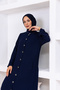 Simple Daily Pocket Button Full Length Ferace Navy Blue - 6