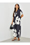 Floral Print Batwing Sleeve V-Neck Maxi Dress - 2