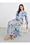 All Over Print Buttoned A-Line Maxi Dress