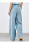 Elasticated Waistband Wide Leg Jeans with Drawstring - 4