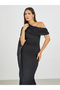 Solid One Cape Sleeve Bodycon Maxi Dress - 3