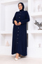 Simple Daily Pocket Button Full Length Ferace Navy Blue - 2