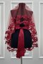 Burgundy Bridal Veil Set, 3D Flower and Pearl, Henna Night Veil Face Cover Set 6 Pieces - 7