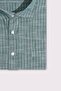 Men's Oversized Large Size Long Sleeve Striped Linen Effect Sports Collar Green Shirt - 3