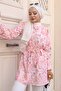 Patterned Hijab Shirt Pink 704 - 4