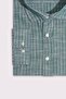 Men's Oversized Large Size Long Sleeve Striped Linen Effect Sports Collar Green Shirt - 4