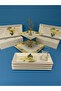 7-Piece Ceramic Tea and Serving Plate Set with Mimosa Pattern Handmade – Double-Layer Serving Stand - 5