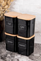 4Pcs 900ml Black Acrylic Tea Sugar Coffee Salt Storage Container with Label Storage Box with Wooden Vacuum Lid - 6