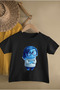 Reverse Face Sadness Printed Black and White Color Basic Crew Neck T-Shirt