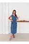 Dress Zero Sleeve Front Pocket Slit Denim Fabric - 7