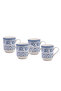 Plethora 370 ml Porcelain Mug (Grey & White, Set Of 4)