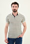 Striped Slim Fit Polo Neck Men's T-Shirt Ecru-Green - 36852.25Y