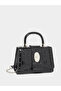 Croc-Textured Top Handle Handbag with Chain Strap