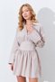 Beige Waist-Adjustable Shirt Collar Dress - EK100285052 - 2