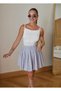 Women's Yellow Striped Pleated Mini Shorts Skirt