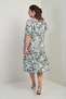 Women's V-Neck Mixed Leaf Pattern Pocket Skirt Ruffle Plus Size Dress - 4