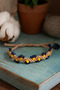 Half Flower Patterned Macrame Bracelet – Navy Blue & Yellow Beaded Bohemian Design (Hand Made) - 3
