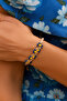 Half Flower Patterned Macrame Bracelet – Navy Blue & Yellow Beaded Bohemian Design (Hand Made) - 4